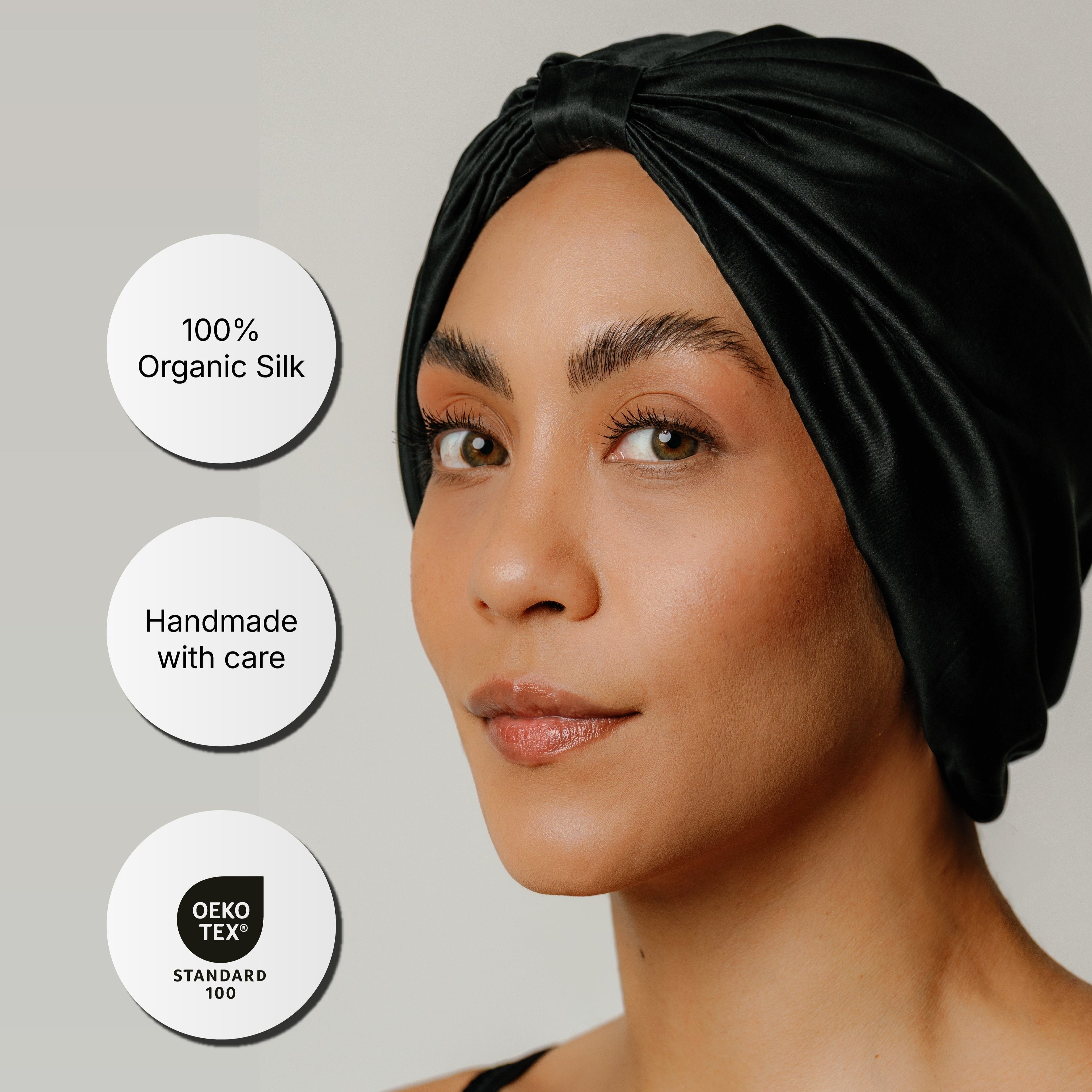 Organic Silk Hair Bonnet Onyx Black