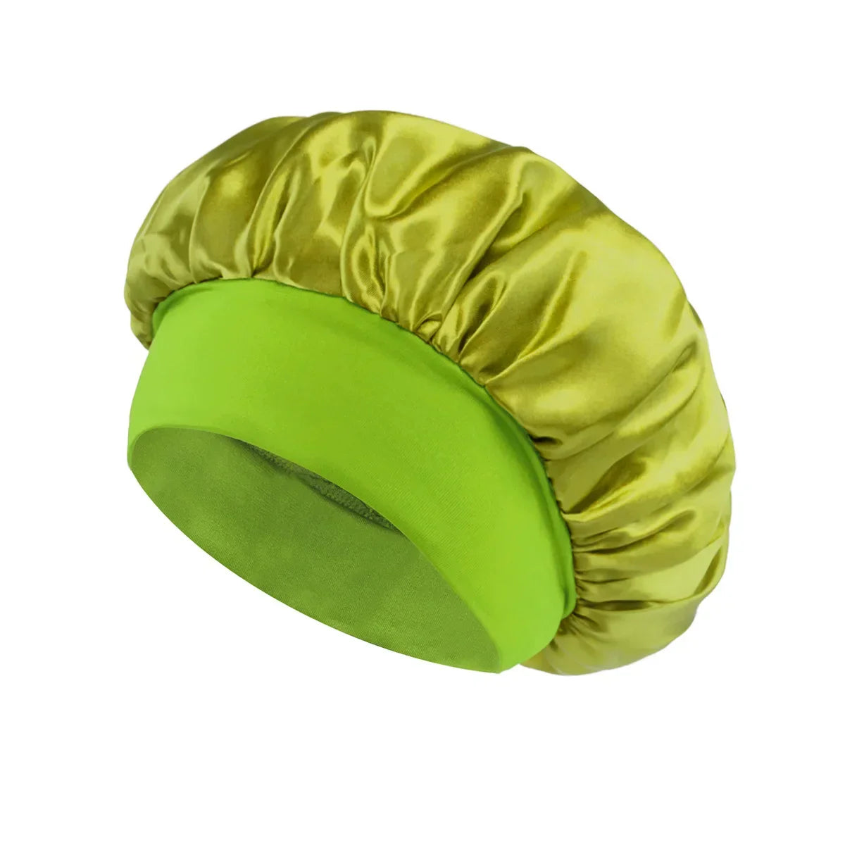 Solid Wide-Brimmed Satin Hair Bonnet for Sleeping