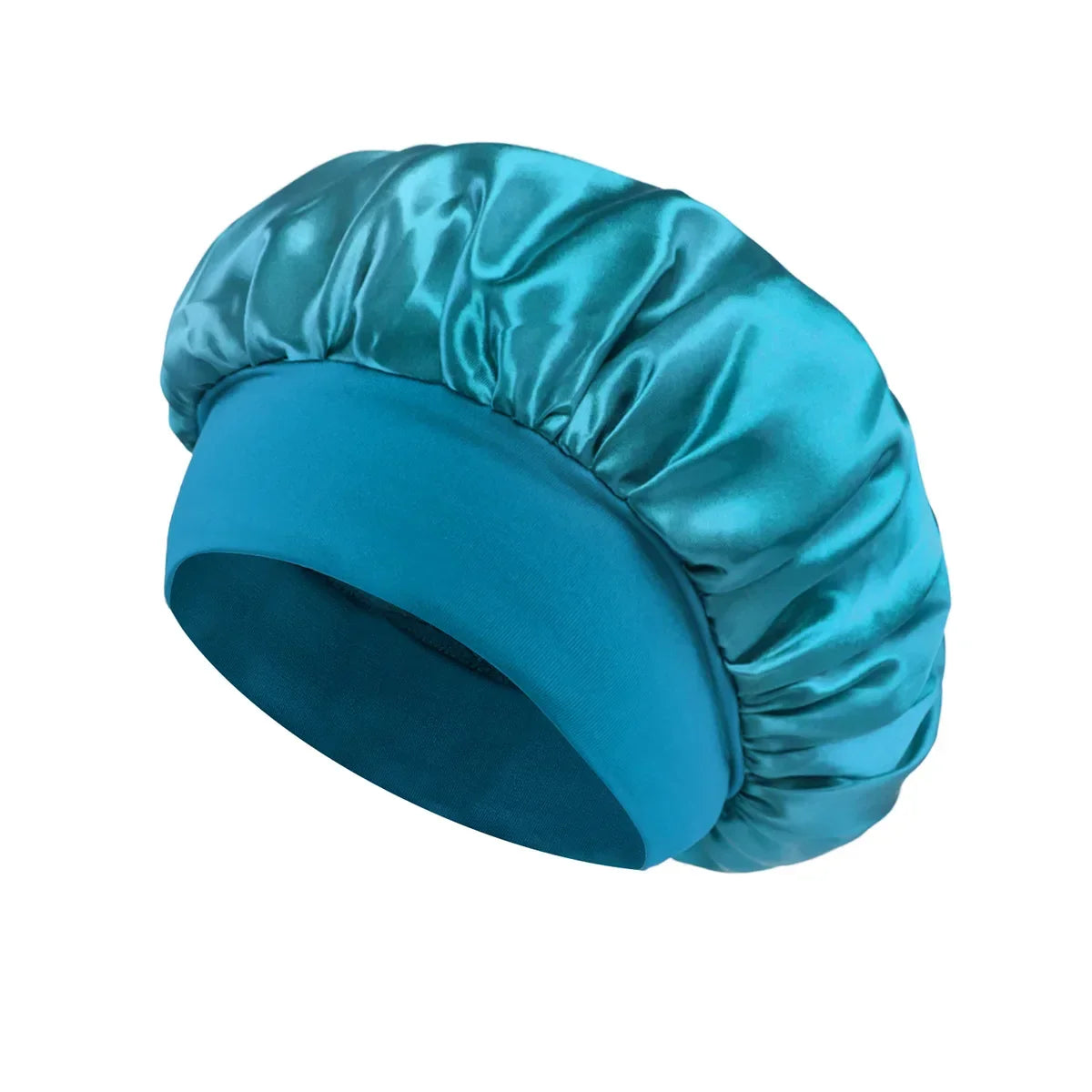 Solid Wide-Brimmed Satin Hair Bonnet for Sleeping