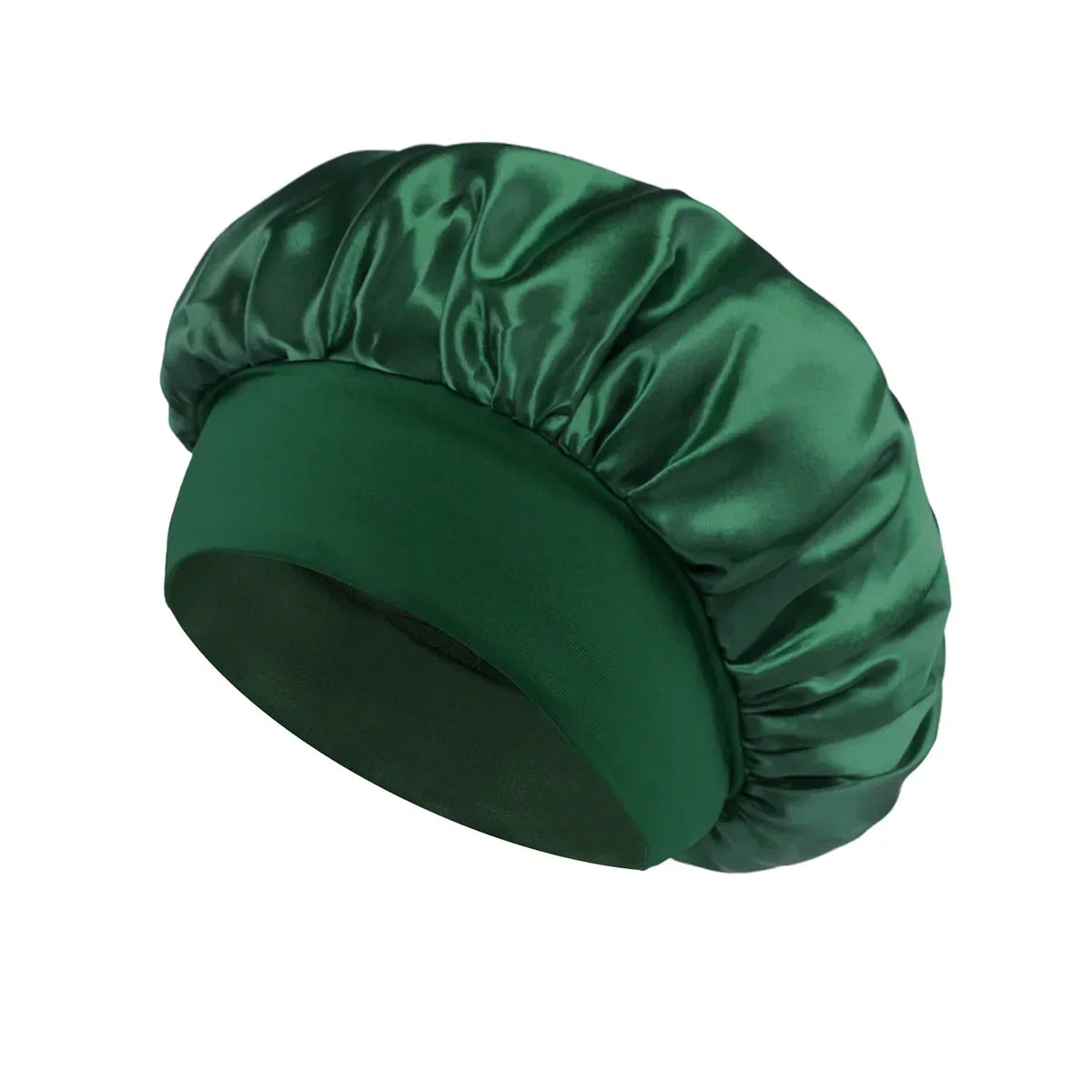 Solid Wide-Brimmed Satin Hair Bonnet for Sleeping