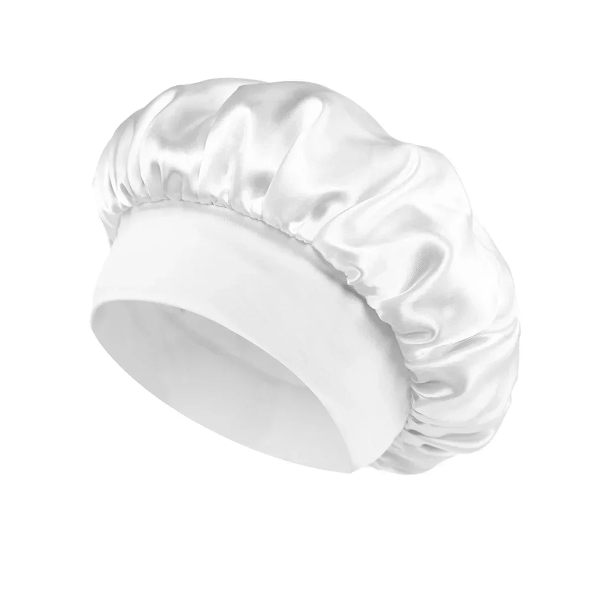 Solid Wide-Brimmed Satin Hair Bonnet for Sleeping