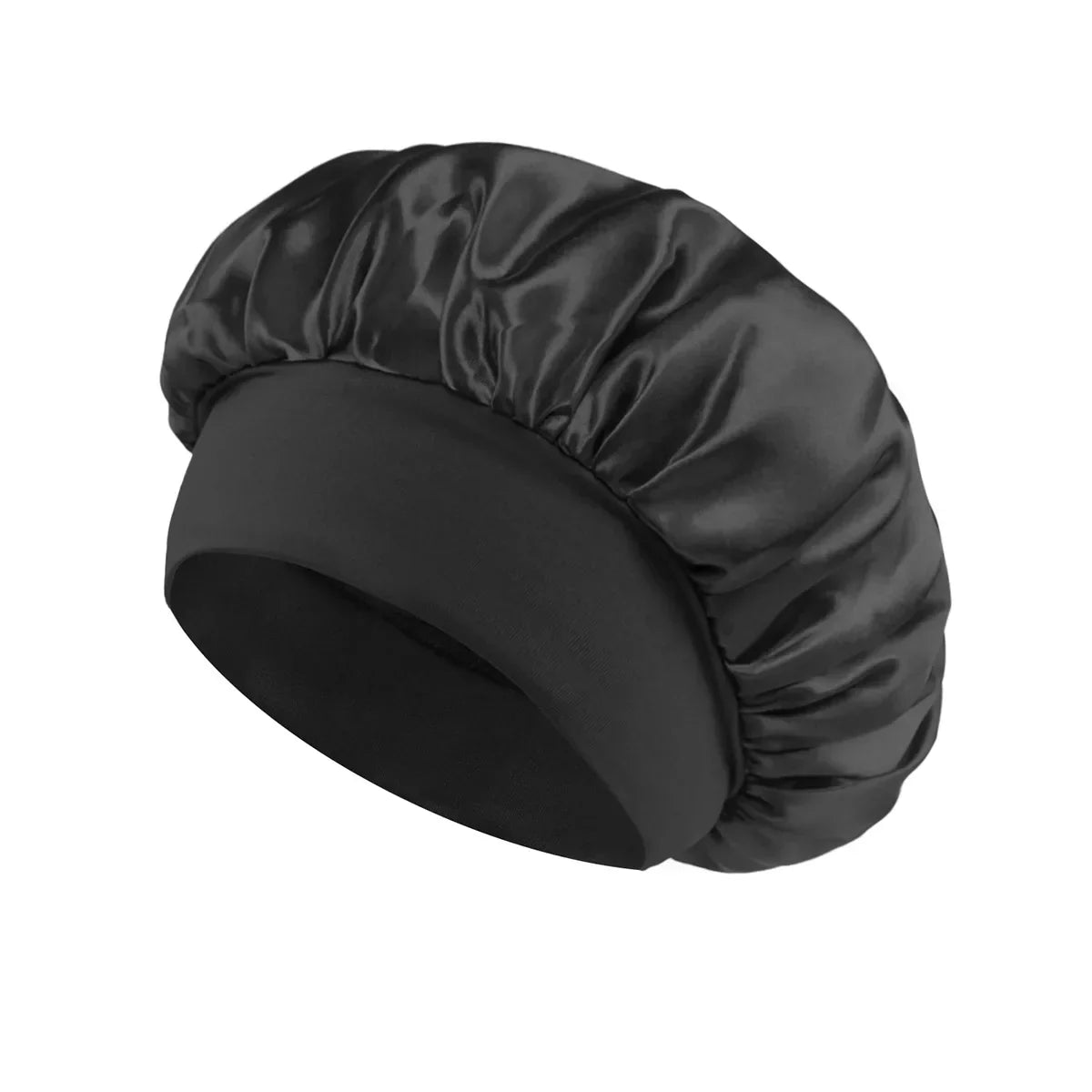 Solid Wide-Brimmed Satin Hair Bonnet for Sleeping