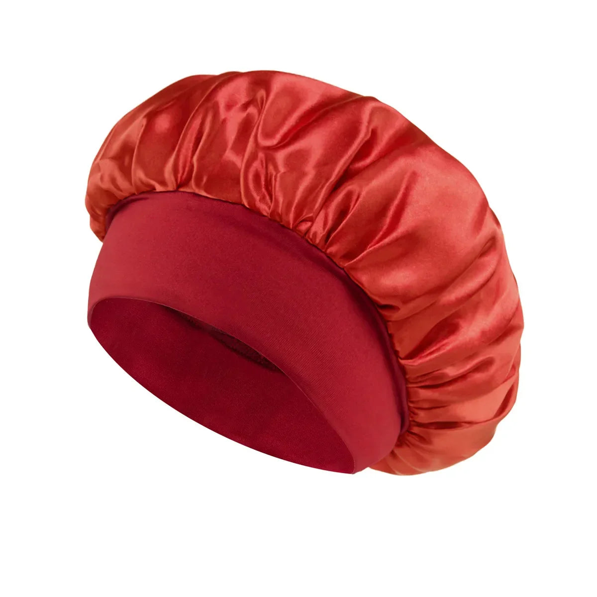 Solid Wide-Brimmed Satin Hair Bonnet for Sleeping
