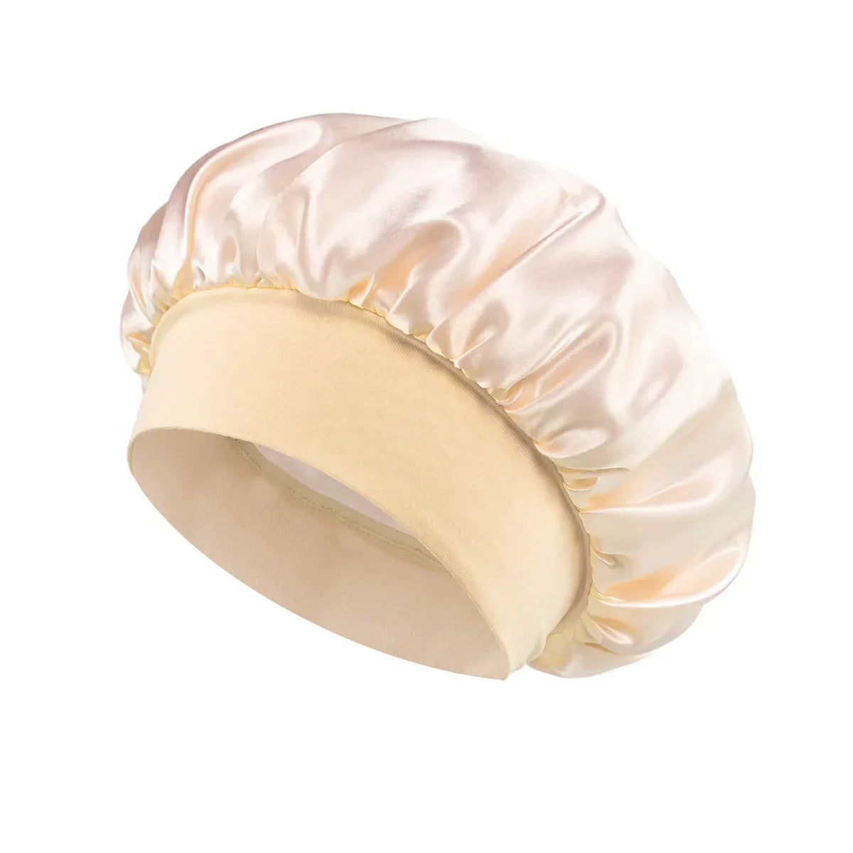 Solid Wide-Brimmed Satin Hair Bonnet for Sleeping