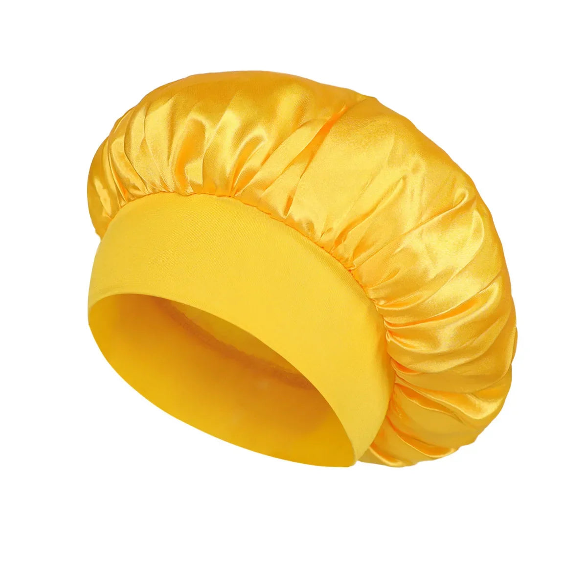 Solid Wide-Brimmed Satin Hair Bonnet for Sleeping
