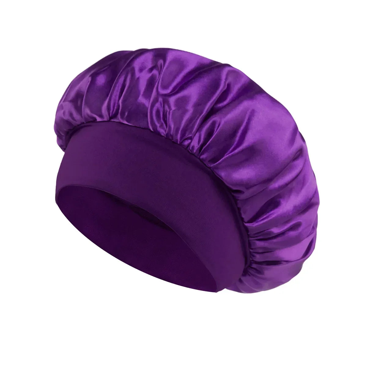Solid Wide-Brimmed Satin Hair Bonnet for Sleeping