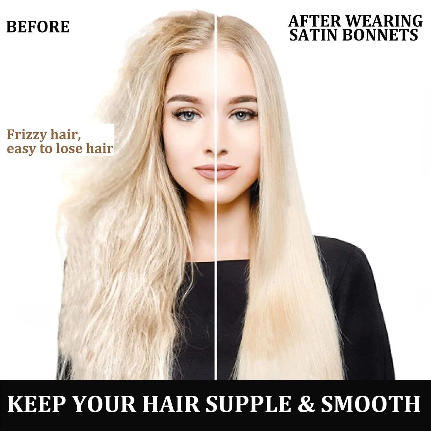 Solid Wide-Brimmed Satin Hair Bonnet for Sleeping