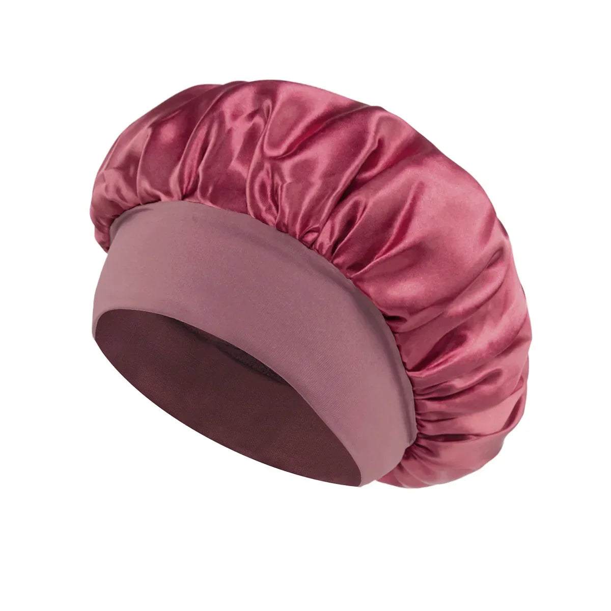 Solid Wide-Brimmed Satin Hair Bonnet for Sleeping