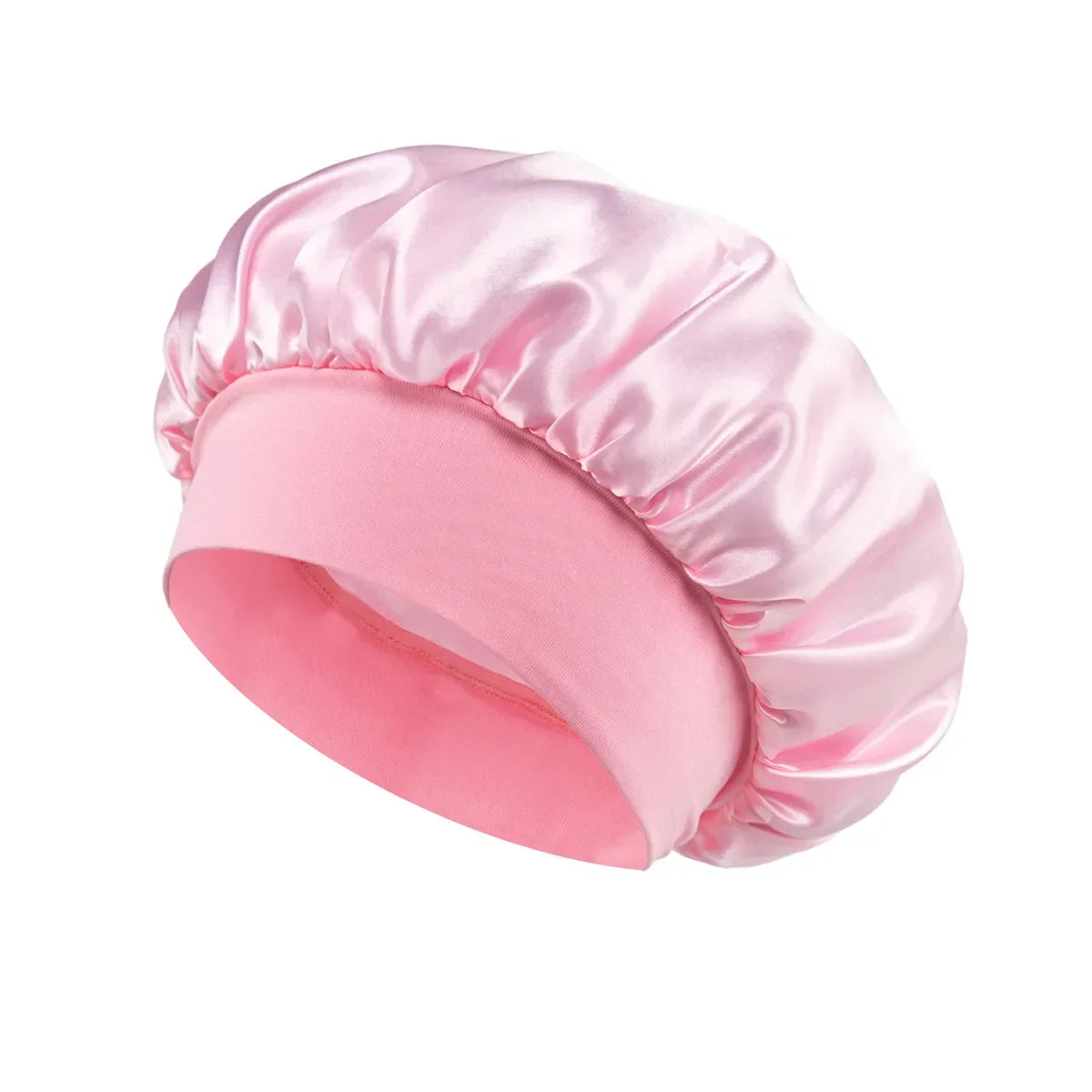 Solid Wide-Brimmed Satin Hair Bonnet for Sleeping