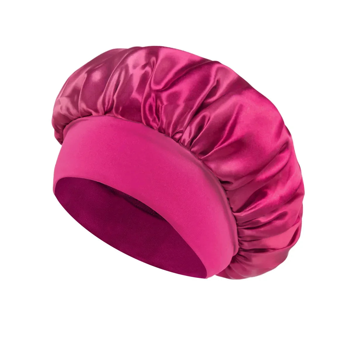 Solid Wide-Brimmed Satin Hair Bonnet for Sleeping