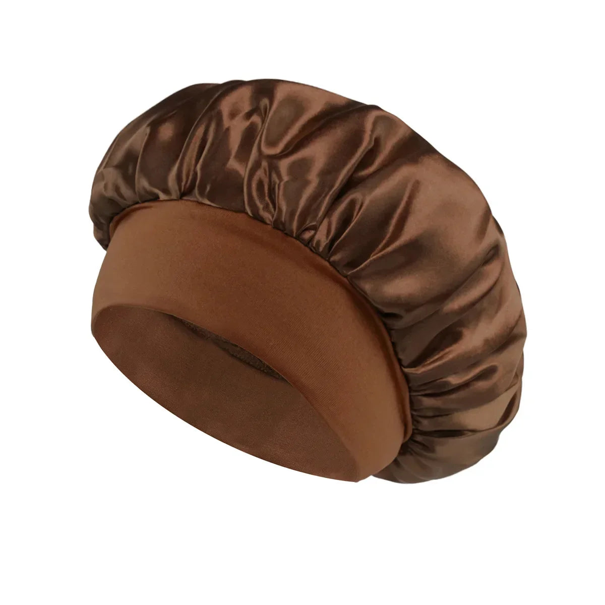 Solid Wide-Brimmed Satin Hair Bonnet for Sleeping