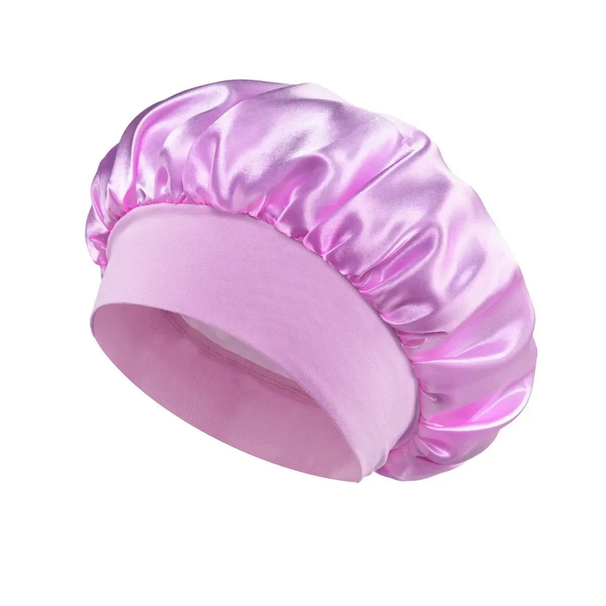 Solid Wide-Brimmed Satin Hair Bonnet for Sleeping