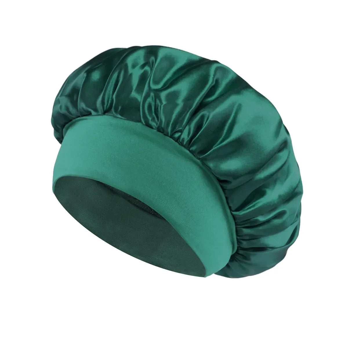 Solid Wide-Brimmed Satin Hair Bonnet for Sleeping