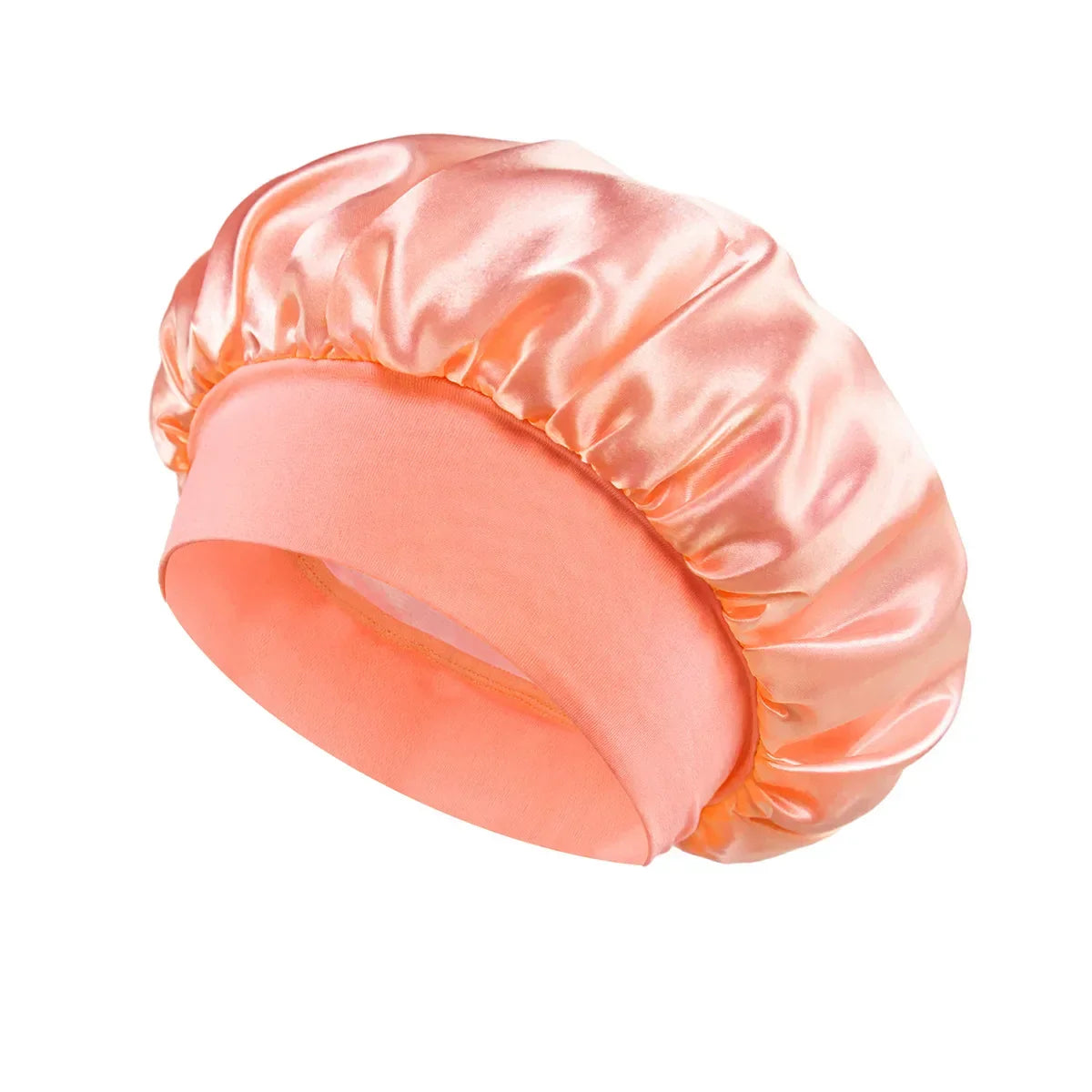 Solid Wide-Brimmed Satin Hair Bonnet for Sleeping