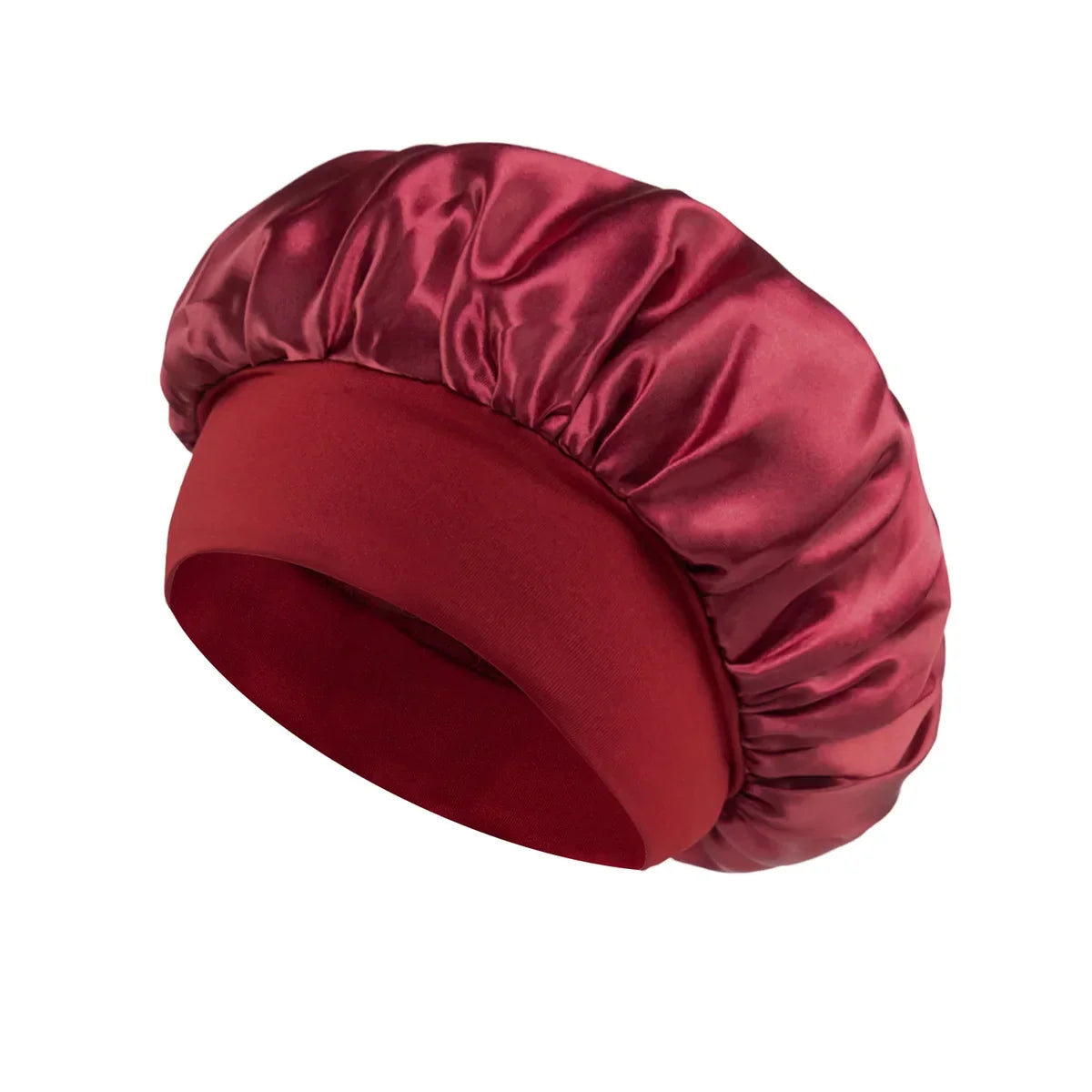 Solid Wide-Brimmed Satin Hair Bonnet for Sleeping
