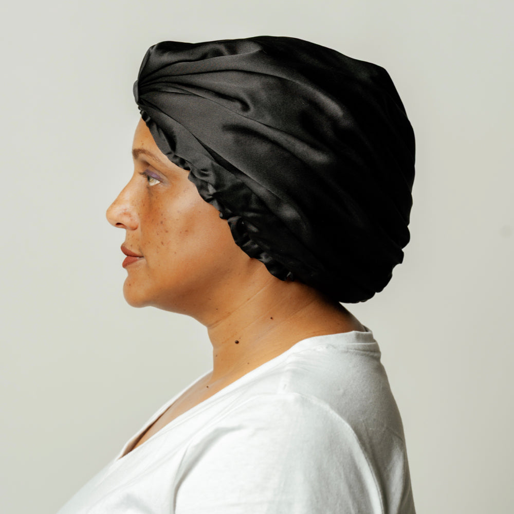 Organic Silk Hair Bonnet Onyx Black
